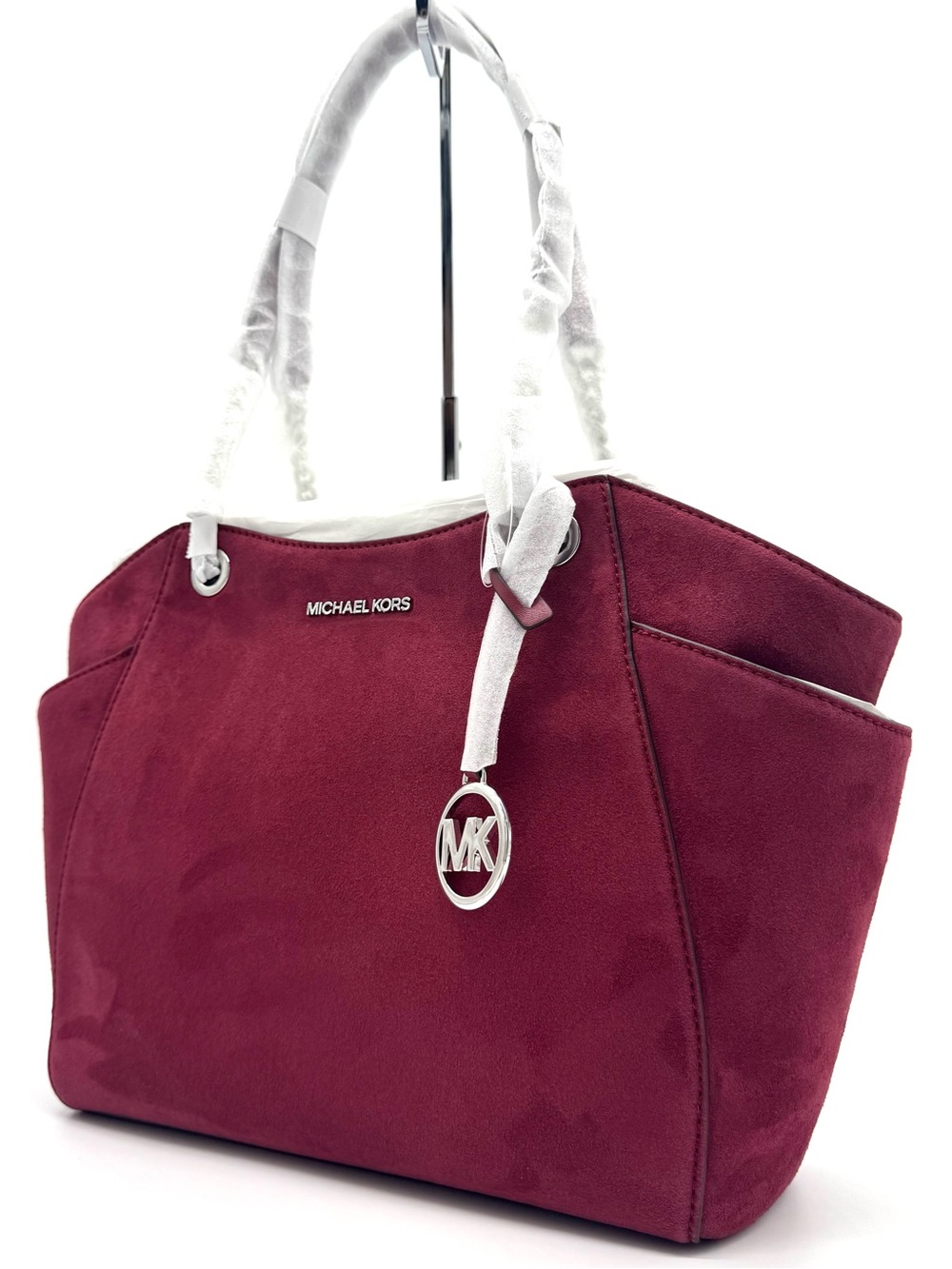 Michael Kors Jet Set Large Signature Logo Shoulder Bag - Maroon